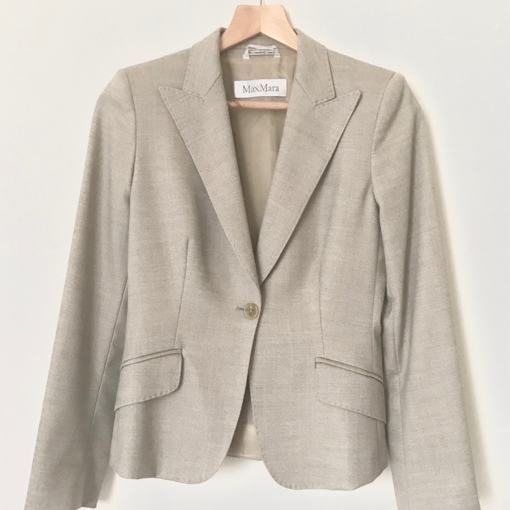 MaxMara light taupe virgin wool blazer US size 4
